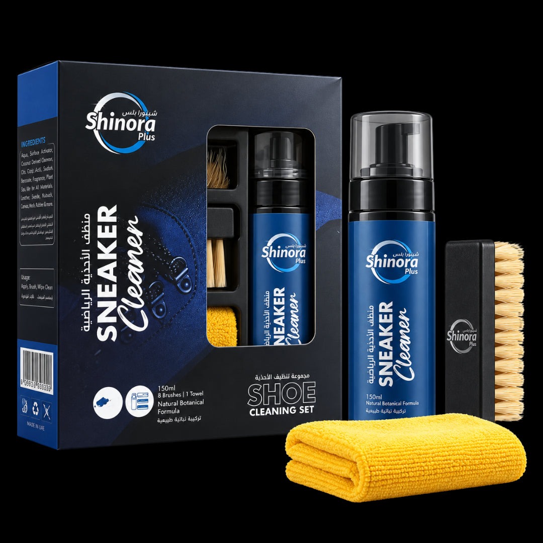 Shinora Plus Sneaker Cleaner Kit with Foam Spray, Brush & Microfiber Towel